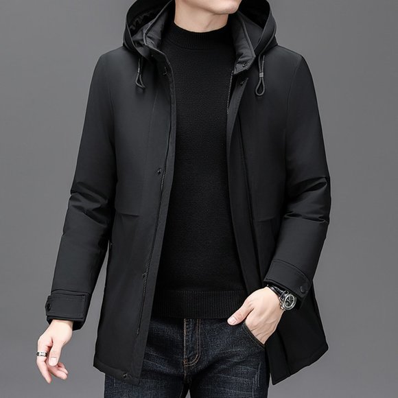 Light Luxury - Classic Hooded Mid-length Down Jacket - Picture 5 of 13